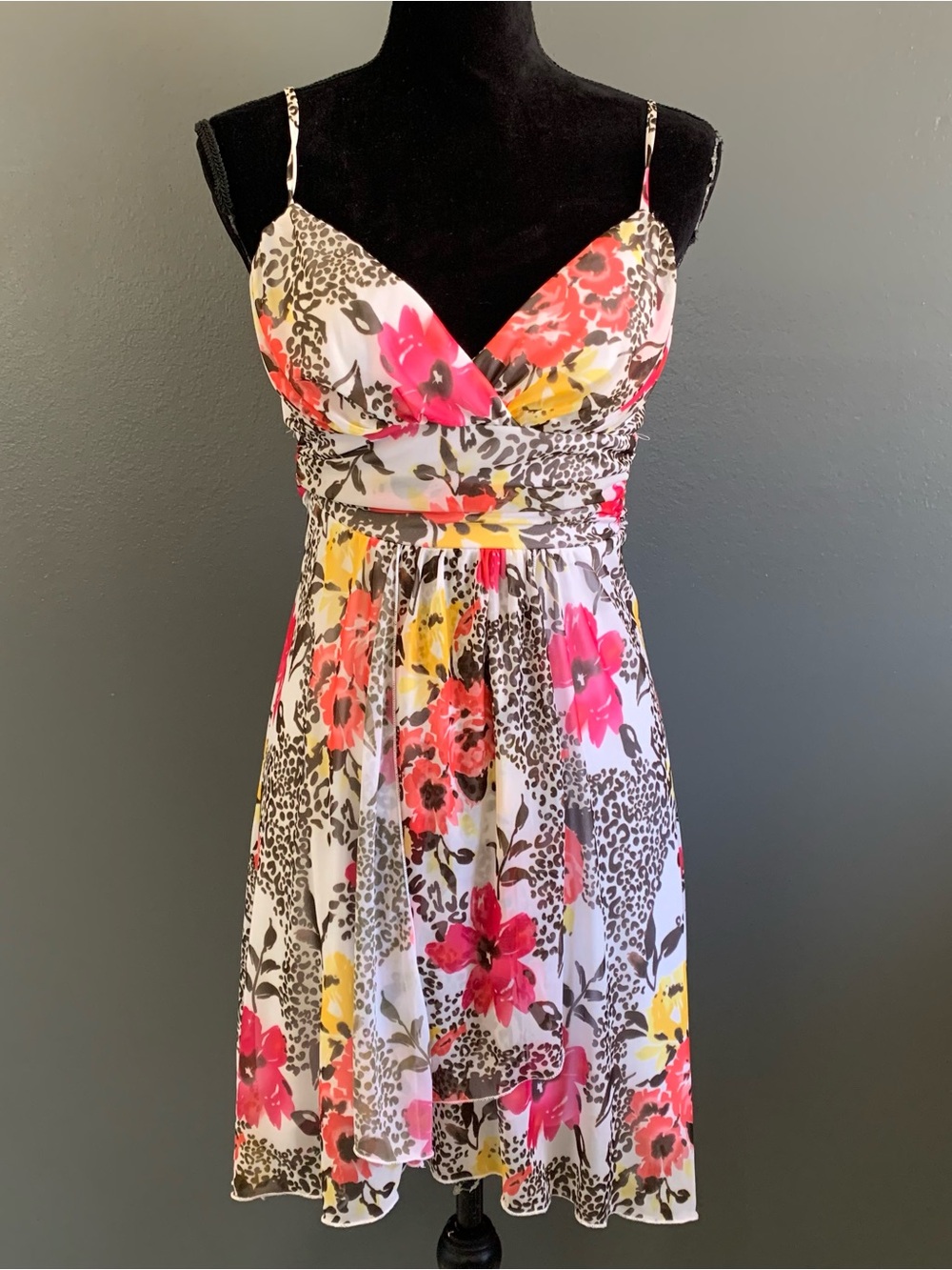 Speechless White Midi Dress with Pink & Yellow Floral Print